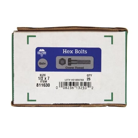 Hillman Structural Bolt, Hot Dipped Galvanized Steel, 7 in L 54977